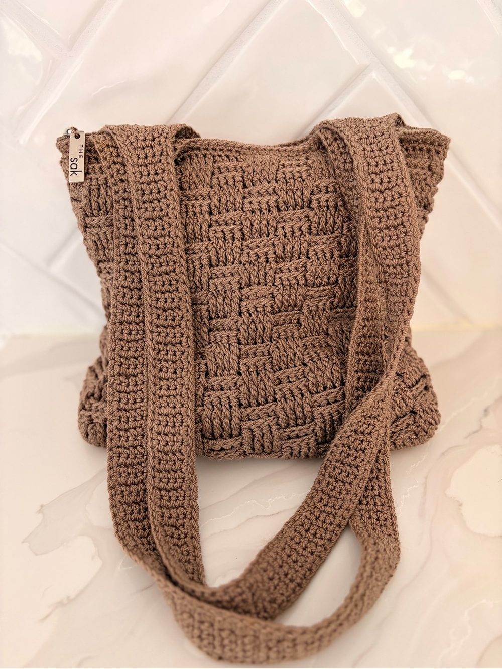 The Sak Vintage Crochet Shoulder Tote in Brown